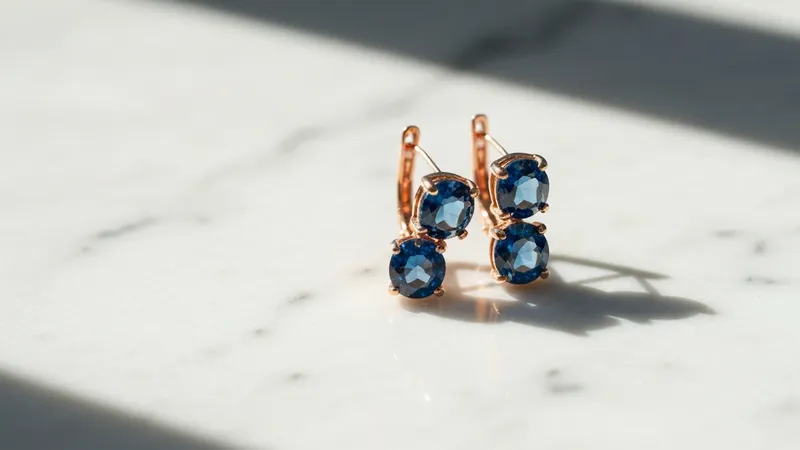 Design contemporain de boucles d'oreilles saphir en or