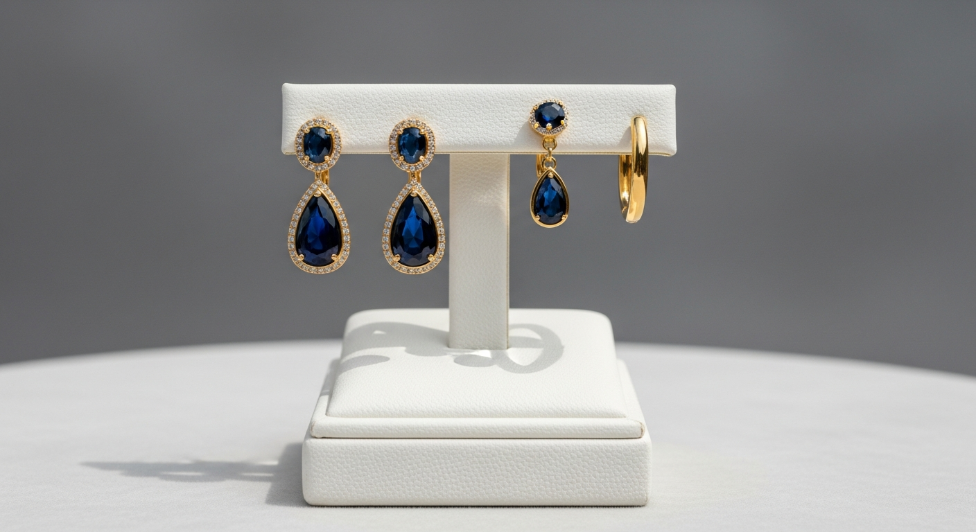 Tendances actuelles boucles d'oreilles saphir en or